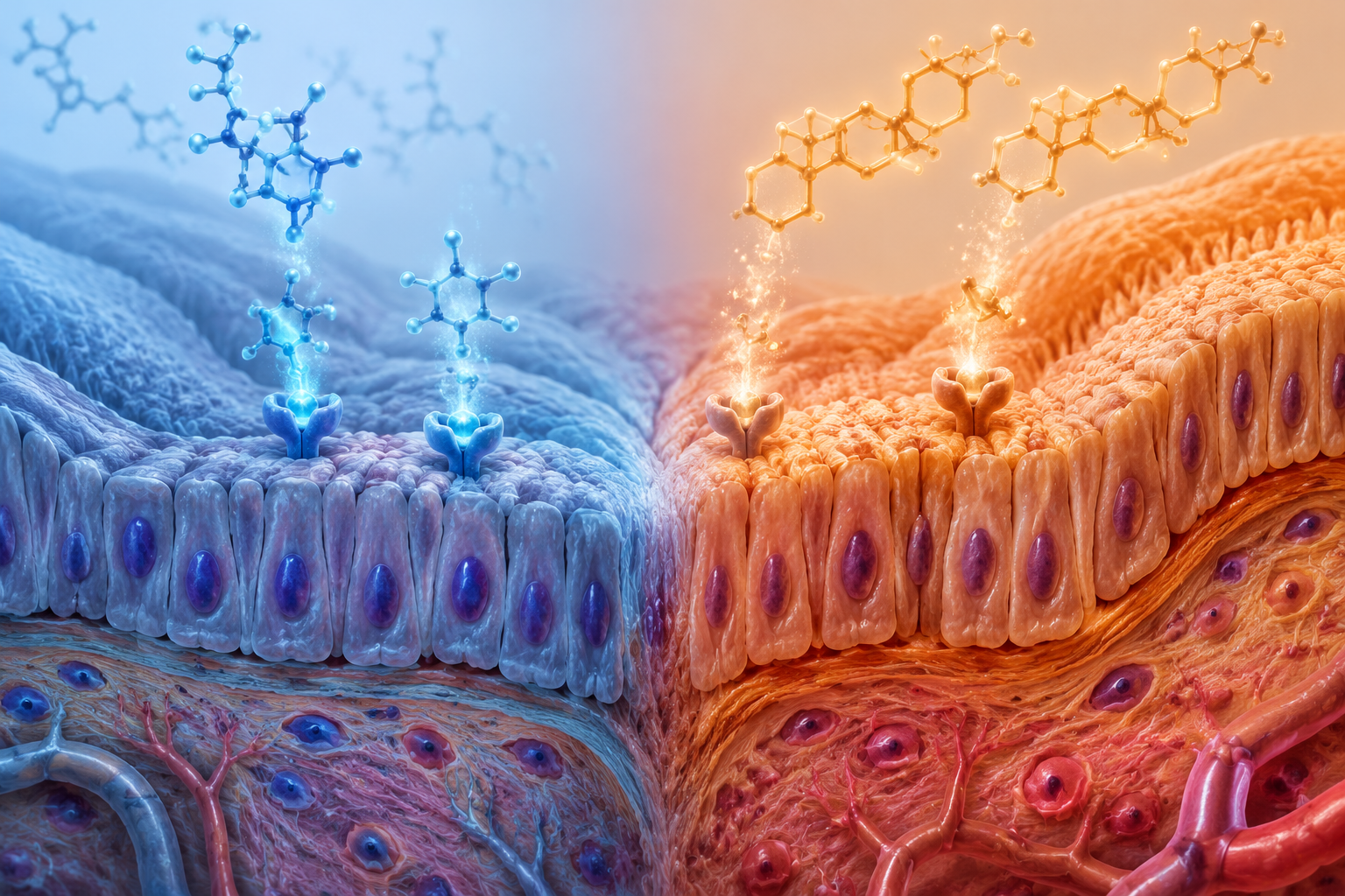 Diagram of the uterine lining with cellular detail showing estrogen receptor activation